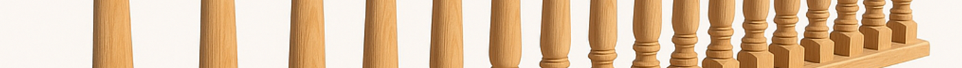Assembled timber balustrade panel with turned balusters
