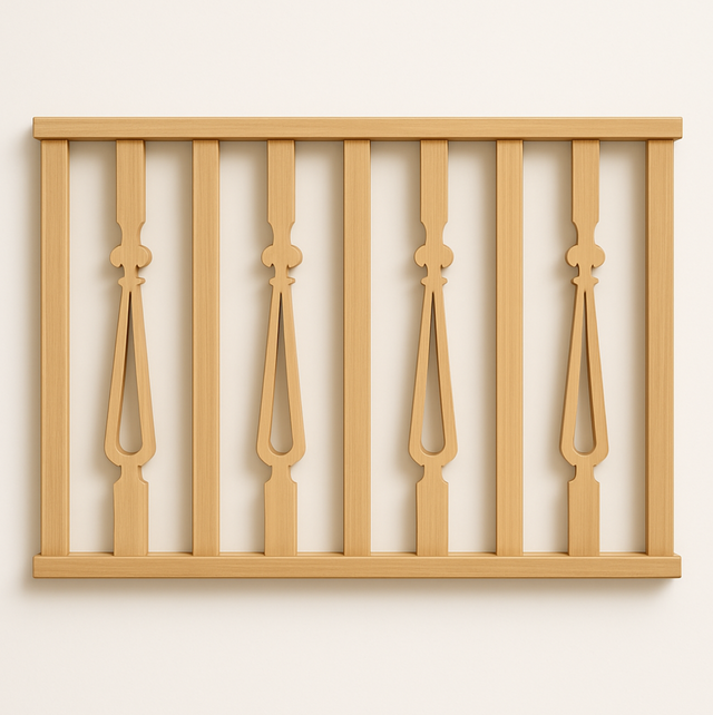 Decorative timber balustrade motif panel