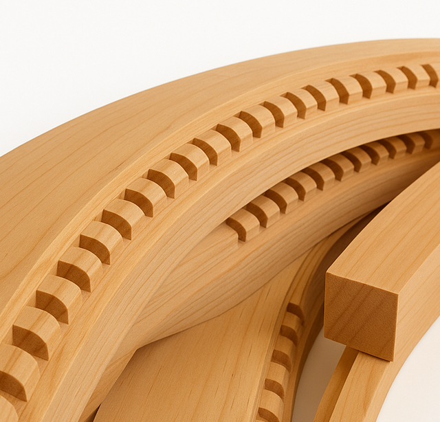 Loose timber frieze components (fretwork pieces)