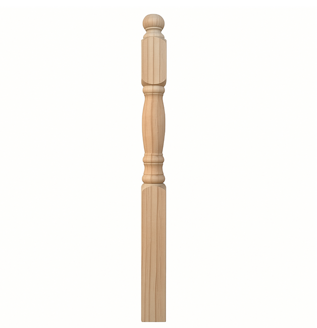Turned timber newel posts for staircases
