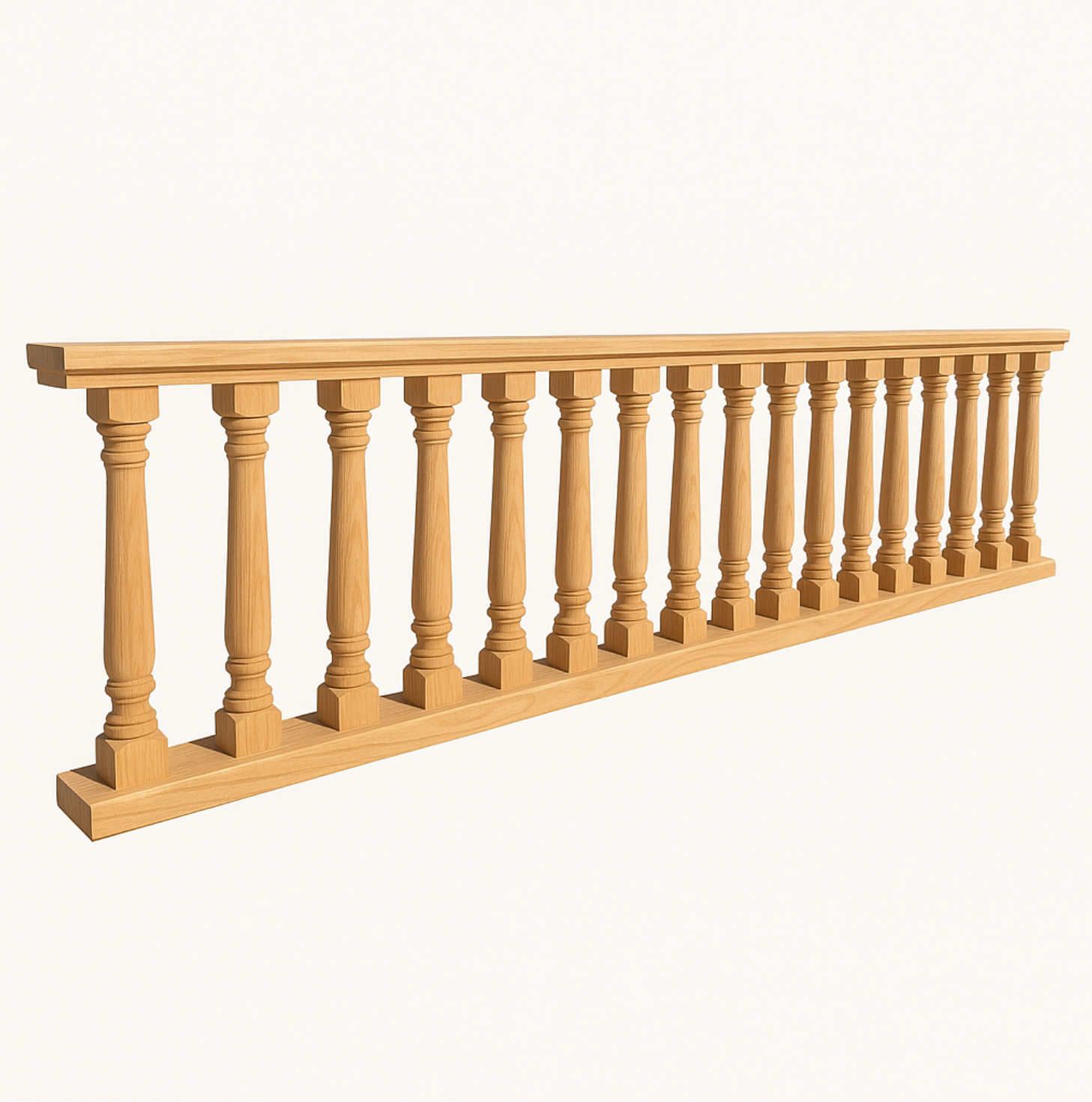 Assembled timber balustrade panel with turned balusters