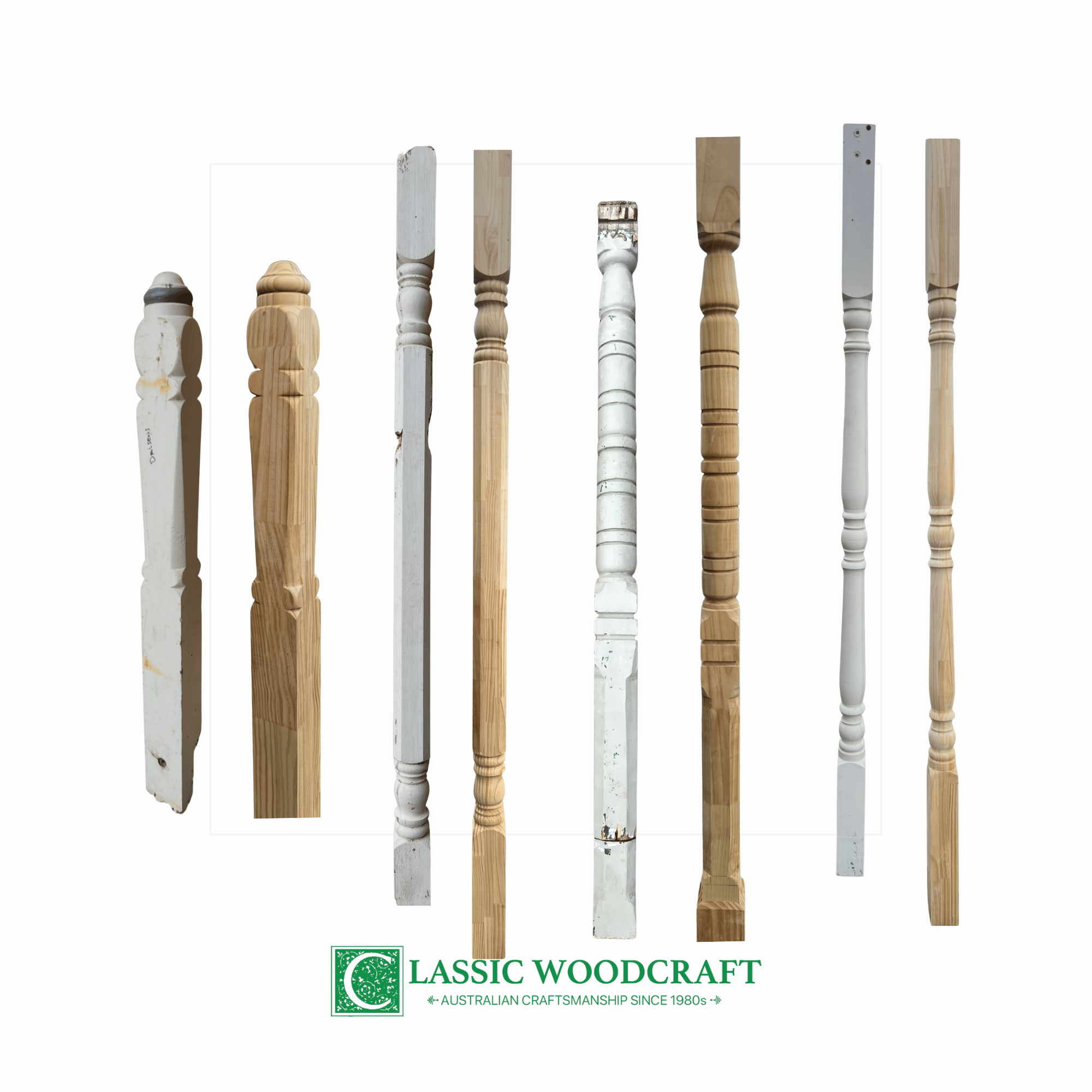 Turned timber verandah posts in several designs by Classic Woodcraft