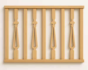 Decorative timber balustrade motif panel