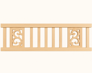Ready-made timber frieze panel with fretwork