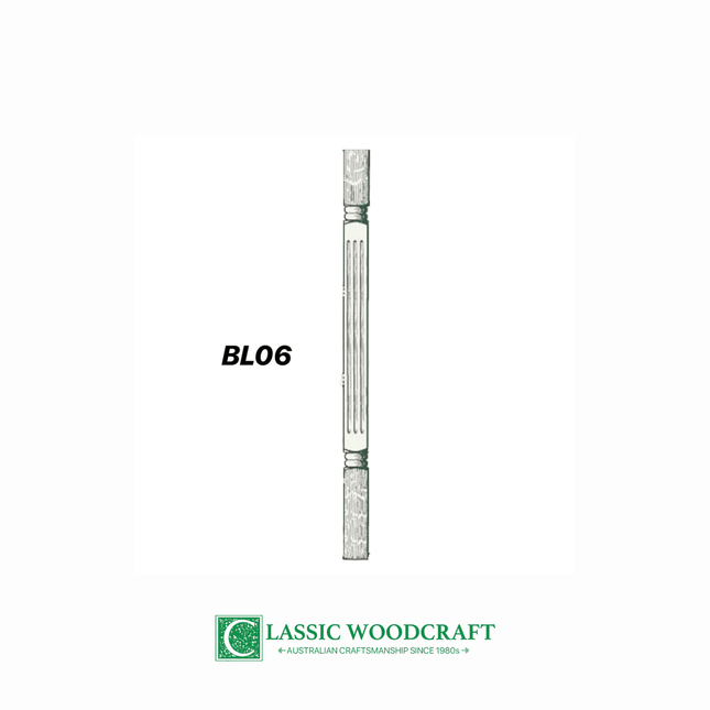 BL06, Turned & Fluted Baluster 1000 x 43 x 43mm