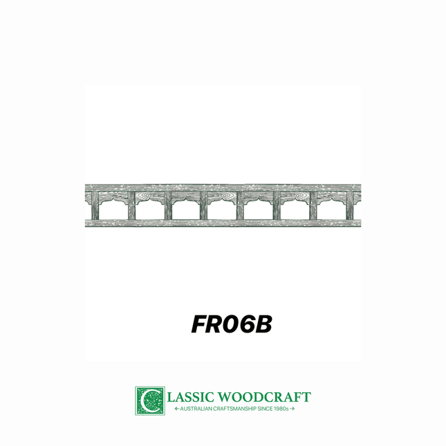 FR06b, Frieze 300mm High, Slats & Curl Arched Inserts