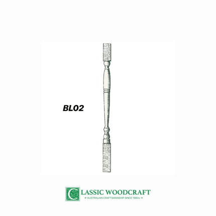 BL02, Turned Baluster 1000 x 43 x 43mm