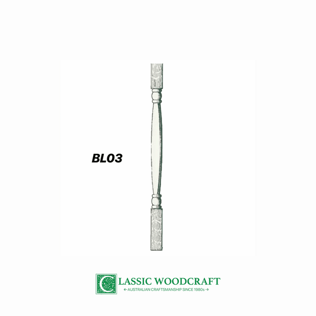 BL03, Turned Baluster 1000 x 43 x 43mm