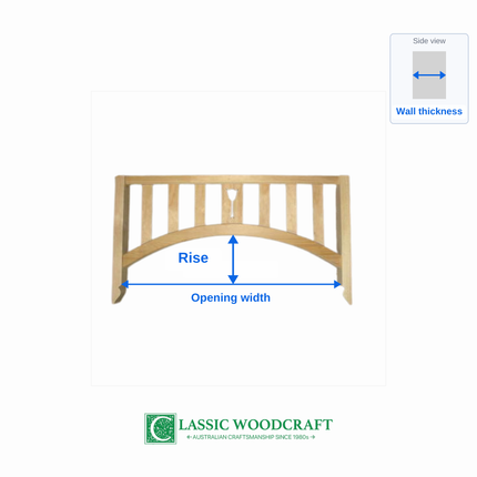 Internal Timber Arch IA09 – how to measure opening width, rise and wall thickness