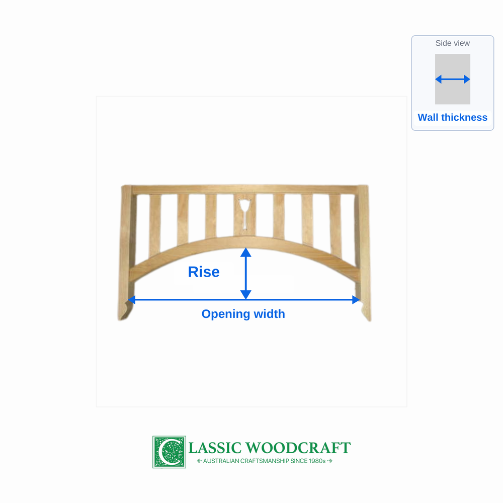 Internal Timber Arch IA09 – how to measure opening width, rise and wall thickness