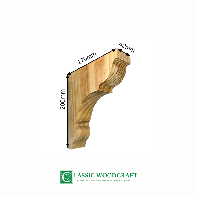 Eave Bracket EB03-1 dimensions: 200mm high, 170mm long, 42mm thick