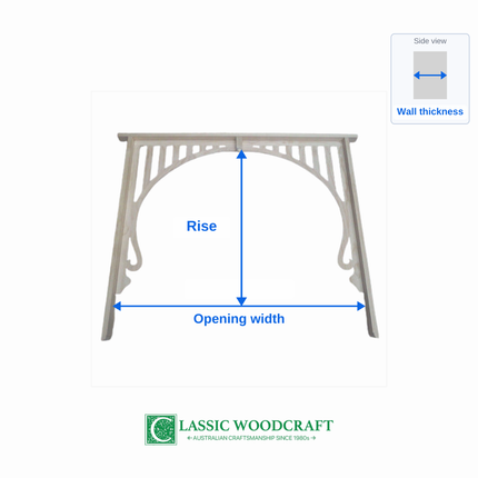 Internal Timber Arch IA07 – how to measure opening width, rise and wall thickness