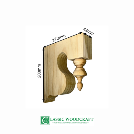 Eave Bracket EB01 dimensions: 200mm high, 170mm long, 42mm thick