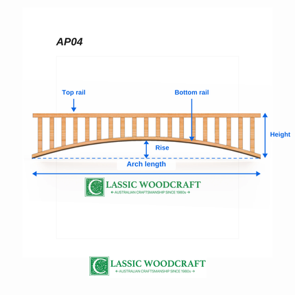 Arch Panel AP04 – how to measure arch length, rise, height, top rail and bottom rail