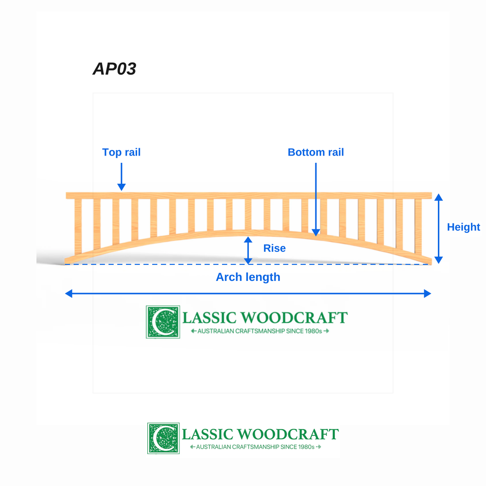 Arch Panel AP03 – how to measure arch length, rise, height, top rail and bottom rail