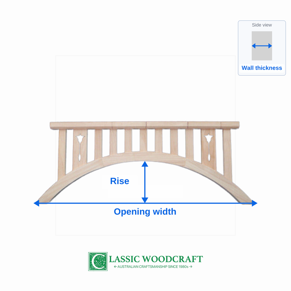 Internal Timber Arch IA06 – how to measure opening width, rise and wall thickness