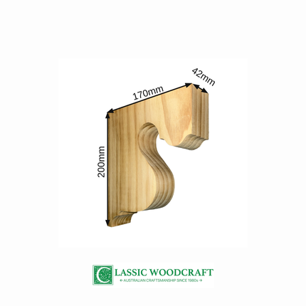 Eave Bracket EB02 dimensions: 200mm high, 170mm long, 42mm thick