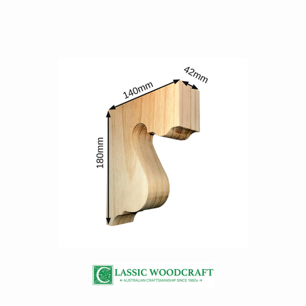 Eave Bracket EB02-1 dimensions: 180mm high, 140mm long, 42mm thick