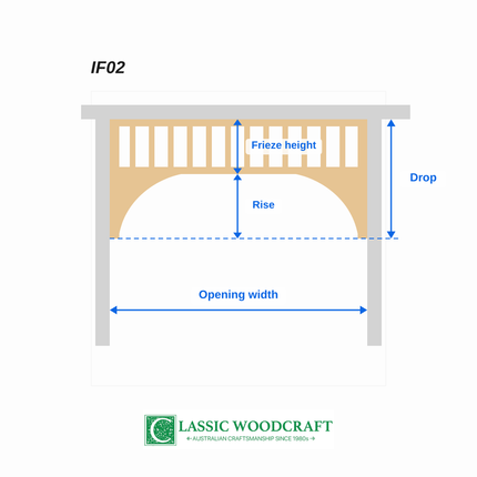 Internal Fretwork Panel IF02 – how to measure opening width, drop, rise and frieze height