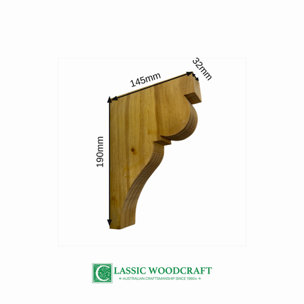 Eave Bracket EB06 dimensions: 190mm high, 145mm long, 32mm thick