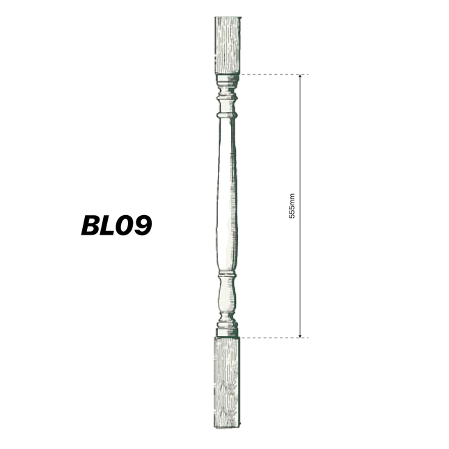 BL09, Balusters, Turned, 1000 x 43 x 43mm