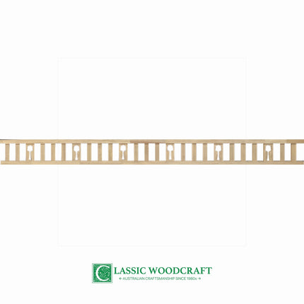 Clearance timber frieze, 250mm high, slats with MF10 tulip motif